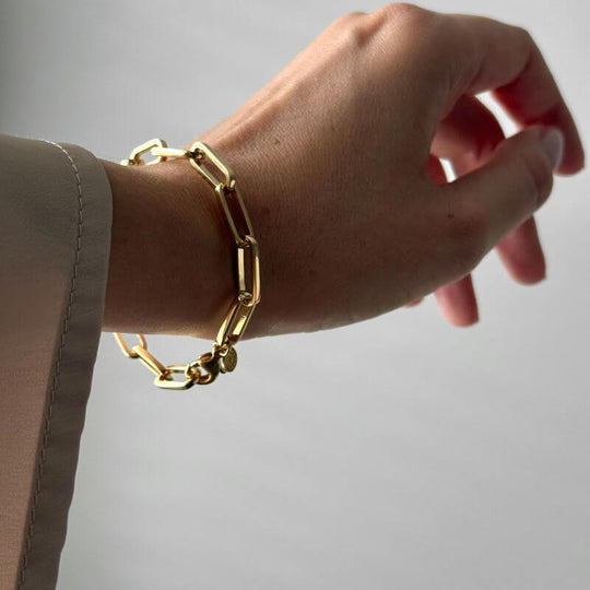 Paperclip 18k gold EMF bracelet